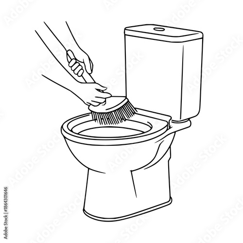 Hand Cleaning Toilet Bowl with Brush