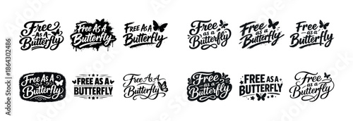 Free as a butterfly calligraphy designs with butterfly motifs