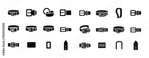 Variety of belt icons featuring different buckle styles and desi