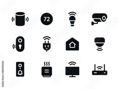 Smart Home Icons. Smart home devices. Solid icon set of smart ho