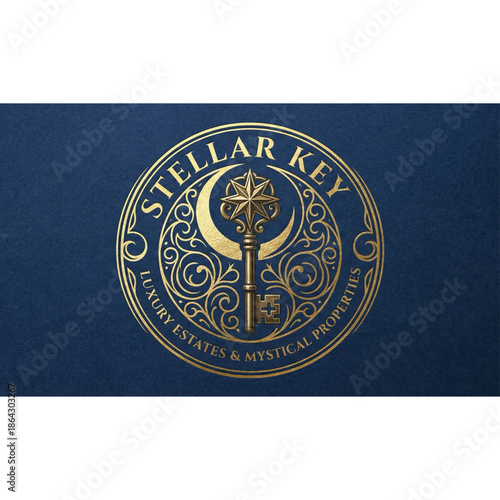 Luxury real estate logo with mystical key and star