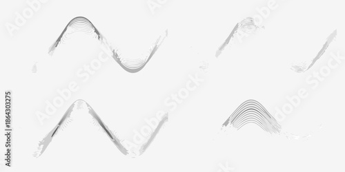 Abstract grayscale waveforms or sound waves against a plain white background