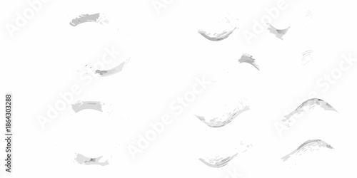 A flock of birds in flight against a stark white background