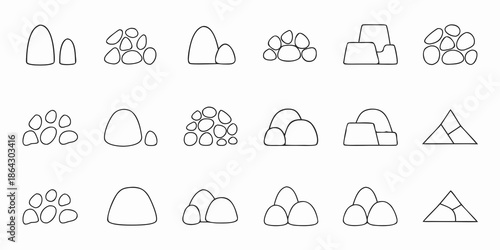 Simple line drawing of various geometric shapes and abstract forms