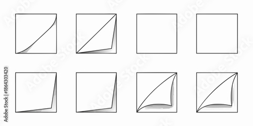 Arrangement of white squares with diagonal lines and curved corners