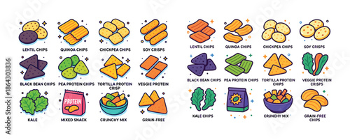 Variety of healthy snack chips and crisp options displayed