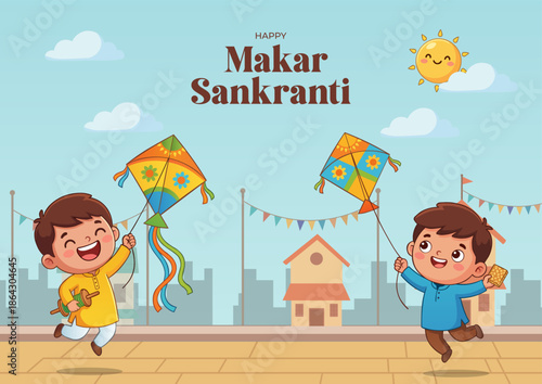 Makar Sankranti Traditional Indian Festival Vector Illustration