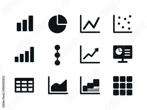 Data Visualization Icons. Data visualization. Solid icon set of