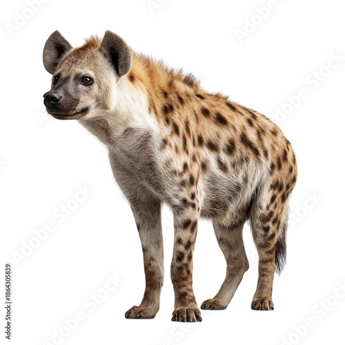 PNG of A spotted hyena stands elegantly with its unique coat and distinctive features.