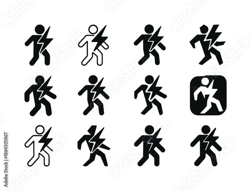 Worksite Safety Icons. Worksite Accidents. Icon set. Set Logo of