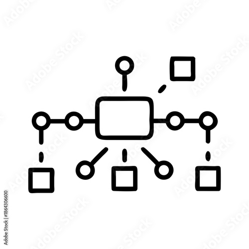Micro-network system concept with clean lines and minimalism in black and white