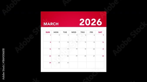 Calendar Flipping Through 2026, Month by Month