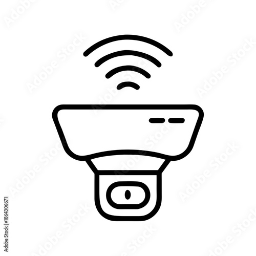 Air sensor device illustration with signal waves and minimalist design