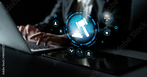 Schilderij op canvas Global online legal services and cyber law solutions