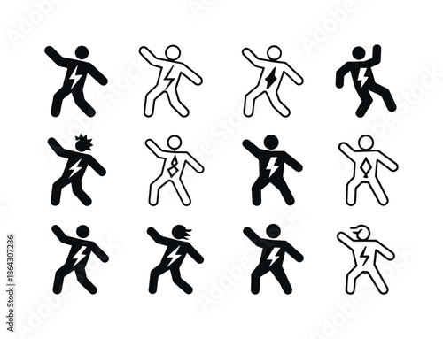 Worksite Safety Icons. Worksite Accidents. Icon set. Set Logo of