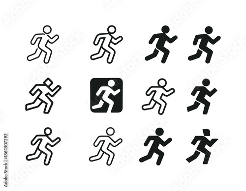 Running Icon Variations. person running. Icon set. Set Logo of p