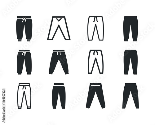 Pants Logo Icon Set. Pants. Icon set. Set Logo of pants: sweatpa