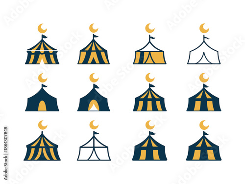 Circus Tent Icons. Circus tent. Icon set. Set Logo of circus ten