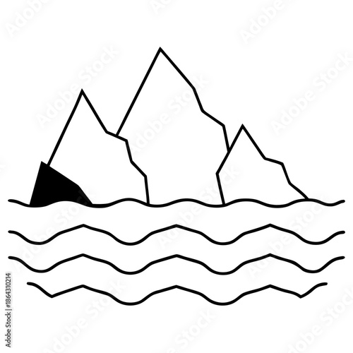 Icebergs Floating in Polar Blue Waters on White