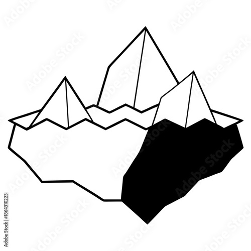 Icebergs Floating in Polar Blue Waters on White