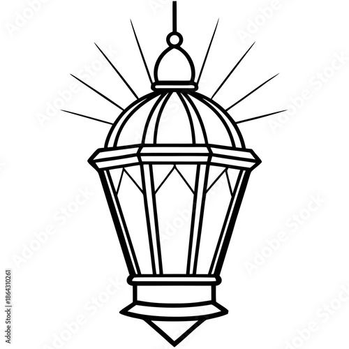 Islamic Lantern Light Rays Shining Through Colored Glass