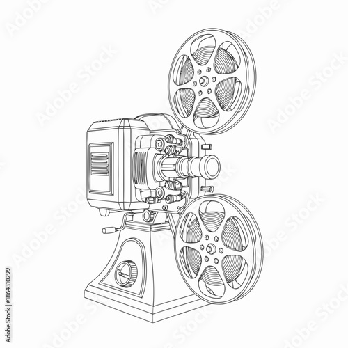 Vintage Film Projector with Two Reels