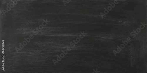 A blank blackboard with chalk on a dark grunge texture surface and old grey vintage wall backdrop. black, fabric, paper, pattern, material, textured, canvas, leather, metal, wallpaper