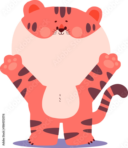 Adorable Baby Tiger Character Illustration in Clean Flat Cartoon Style