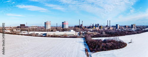 Industrial steel plant in winter landscape
