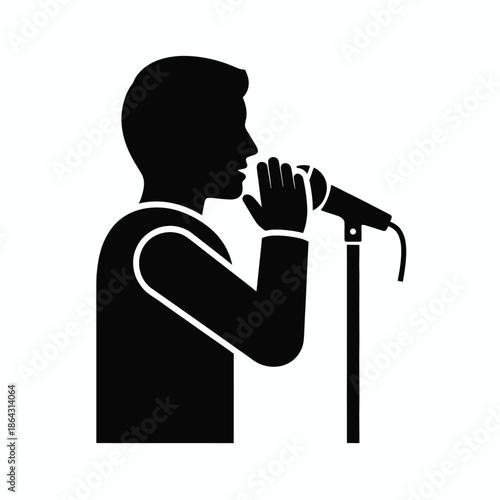 Person singing into microphone