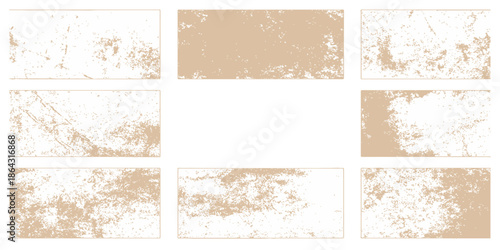 A seamless set of vintage grunge banners and textured paper backgrounds featuring a brown retro design with old parchment patterns and blank frames for artistic vector decoration