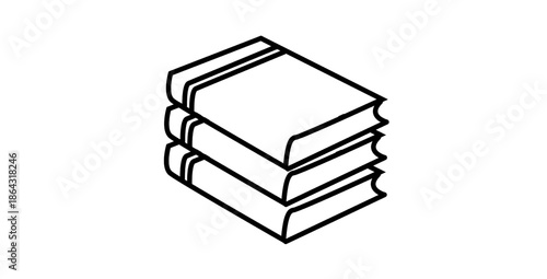 Stacked books outline icon simple education knowledge learning symbol design