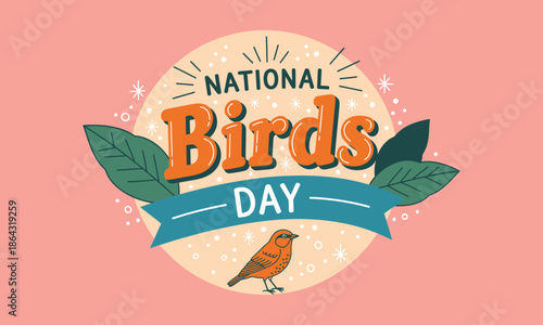 National birds day celebration logo with bird illustration
