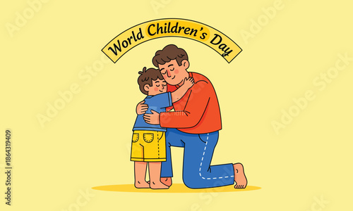 World children's day illustration of a man and boy