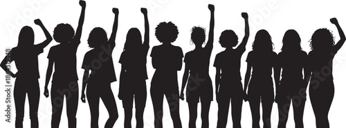 International women's day celebration silhouette isolated on transparent background