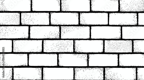 Abstract black and white brick wall texture with a distressed grunge pattern, graphic background for design elements.