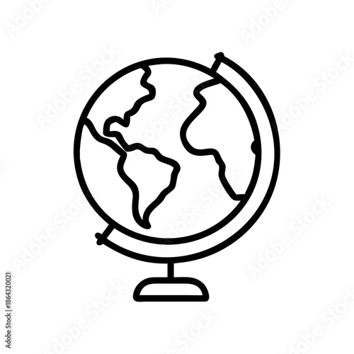 Globe illustration with detailed map design and minimalist style