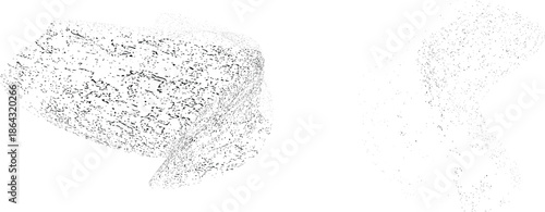 Distorted geometric shape . Minimal art design . Noise destroyed logo . Trendy grainy shapes . Graph print texture .Spray effect .Grunge texture . Distressed element .vector
