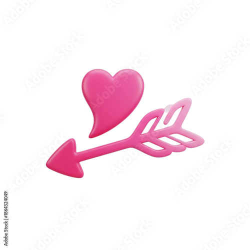 Pink Arrow and Heart Icon on Black Background symbol isolated on a transparent background