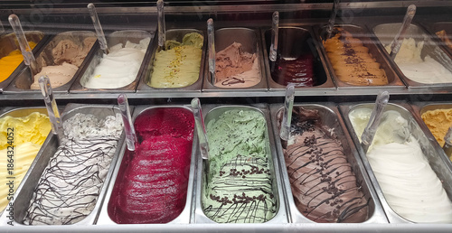 Different flavors of italian ice cream at Italy
