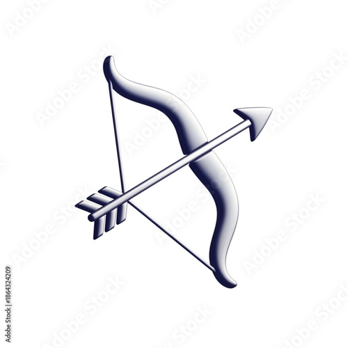 Silver Bow and Arrow Icon on Black Background weapon archery isolated on a transparent background