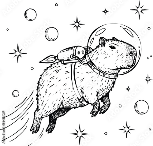 Capybara astronaut in space