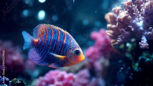 Vibrant tropical fish swimming in a colorful coral reef environment