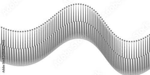 Abstract black and white striped background featuring a flexible spiral metal pipe and chrome steel spring wire isolated on a white closeup construction object