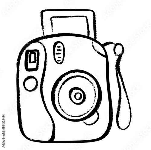 Instant Camera Illustration Vector – Instax Style Retro Photo Camera for Travel, Scrapbook, Memory, Creative Flat Design