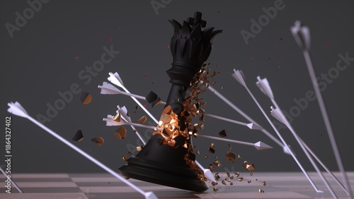 Defeated chess piece king concept art