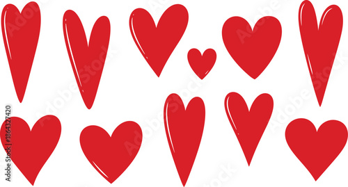 Collection of red hearts Vector