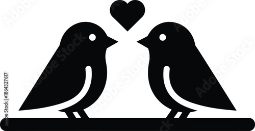 Two birds sharing a heart Vector