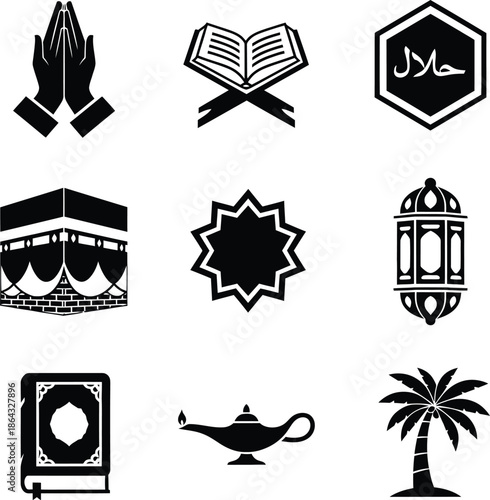 Islamic symbols and icons Vector