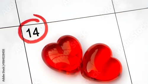 red heart on calendar